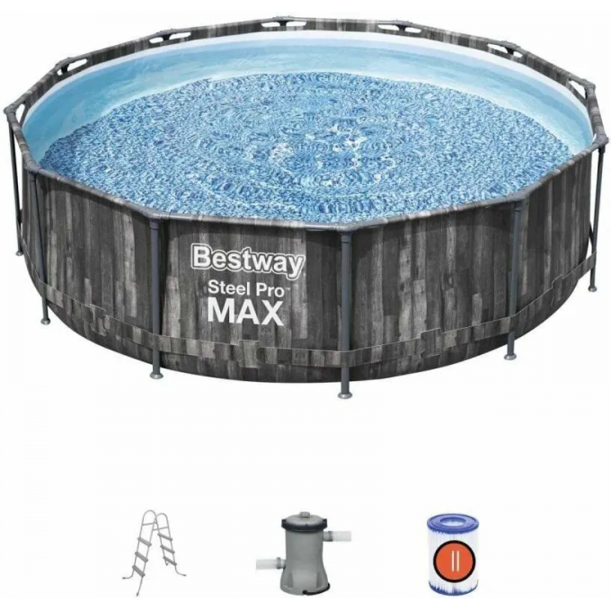 Каркасный бассейн BESTWAY STEEL PRO MAX 366х122см, 10250л, фильтр-насос, лестница 561PZ BW