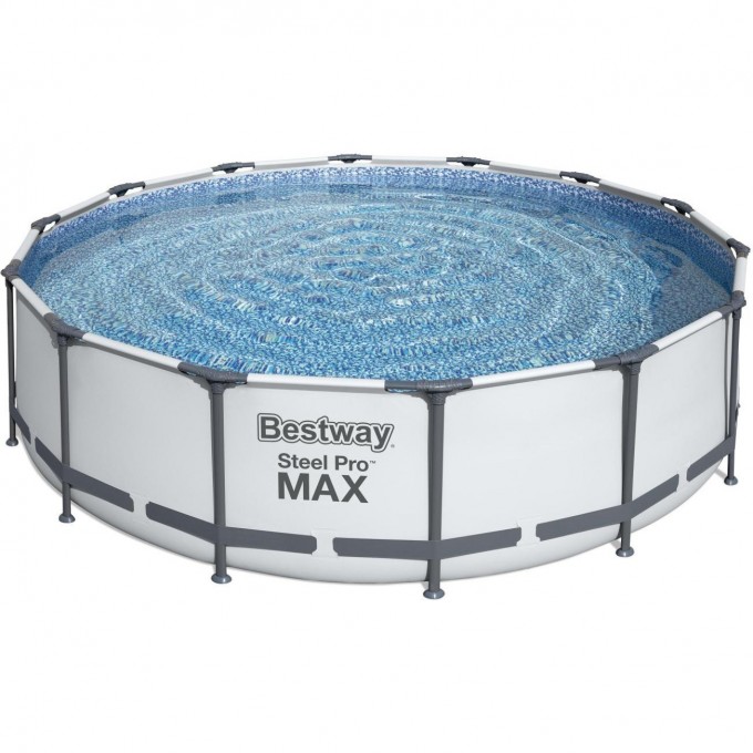 Каркасный бассейн BESTWAY STEEL PRO MAX 427х107см, 13030л + фильтр-насос 3028 л/ч, тент, лестница 56950 BW