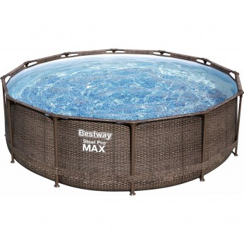 Каркасный бассейн BESTWAY STEEL PRO MAX Ротанг 366х100см, 9150л + фильтр-насос 2006 л/ч, лестница
