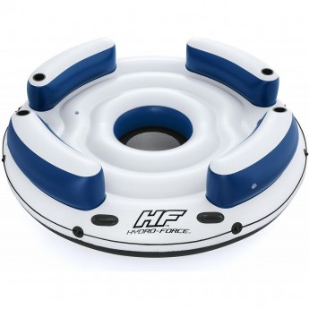 Надувной матрас-остров BESTWAY LAZY DAYZ 256х256см (239х239х63,5см) с ручками и подстаканниками, до 450кг